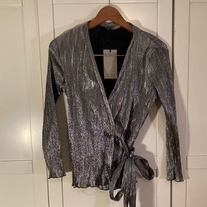 Zara silver wrap top